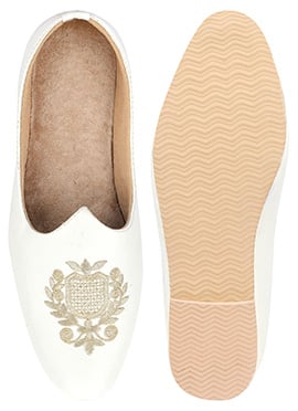 White Zari Embroidered Mojri