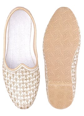 White Zari Embroidered Mojri