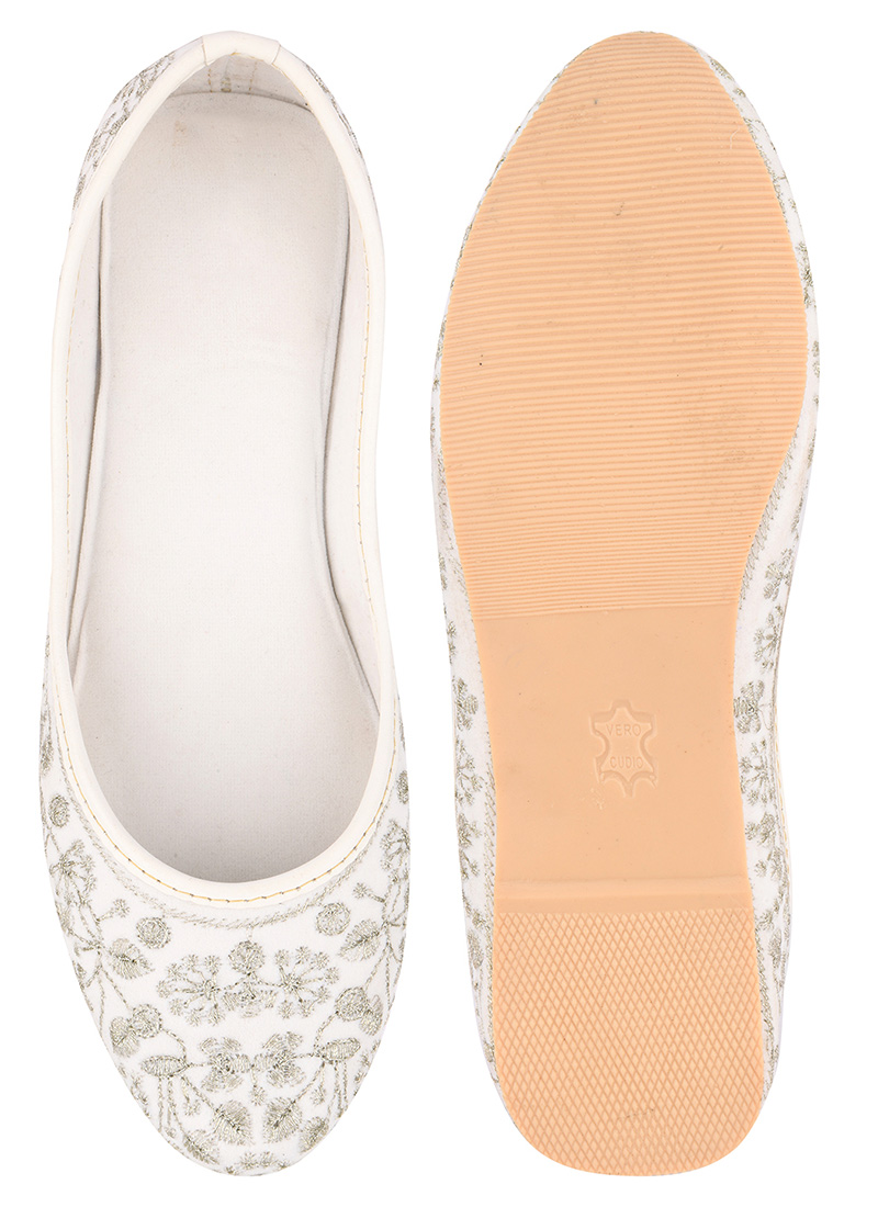 White Zari Work Juti