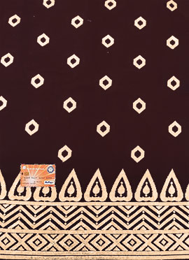 Dark Brown Rangoli Silk Embroidered Fabric