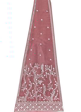 Dusty Pink Organza Embroidered Fabric