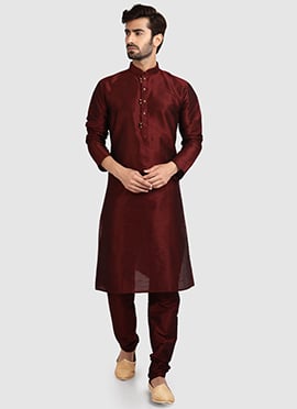 Wine Art Silk Kurta Pyjama