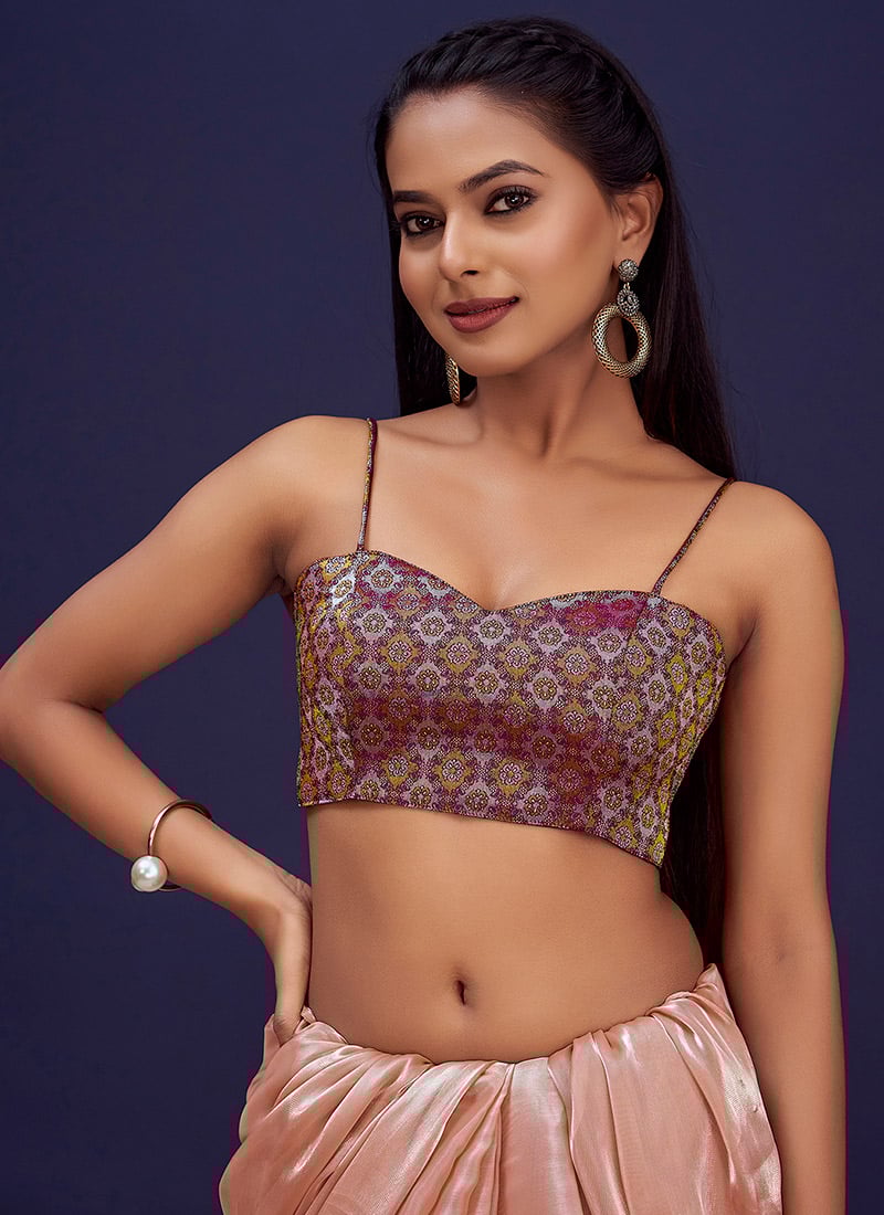 Wine Benarasi Silk Woven Jacquard Diwali Blouse Party Wear