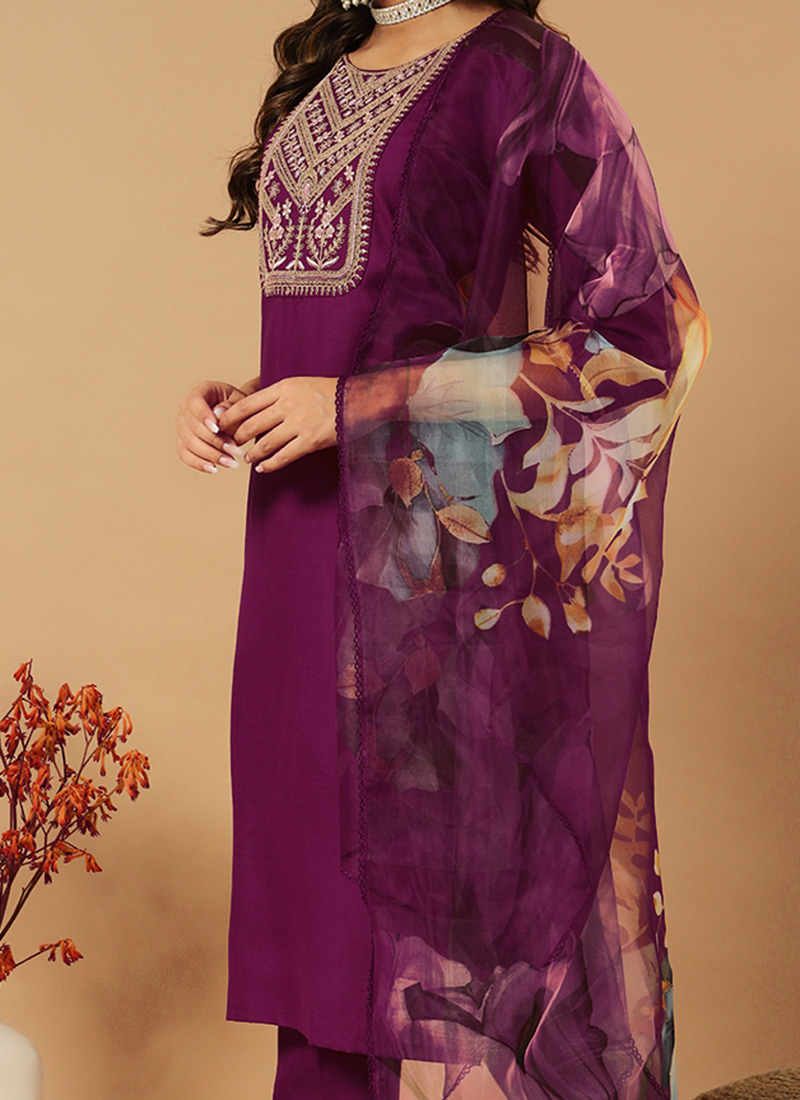 Wine Crepe Pant Suit