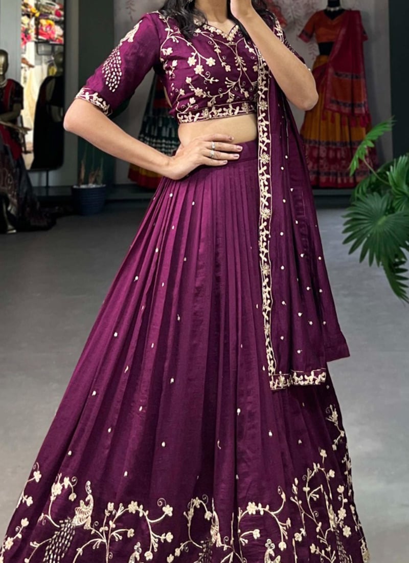 Beige Silk Embroidered Sequins Lehenga Wedding Wear