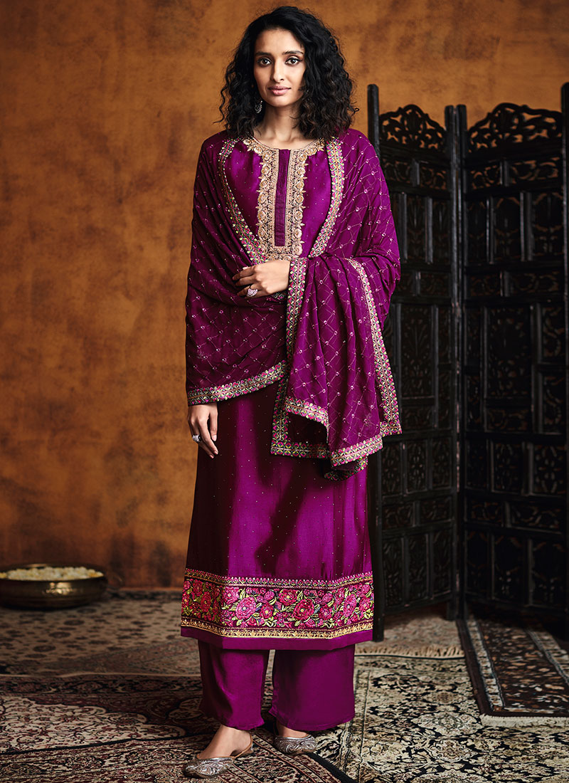 heavy embroidered palazzo suits
