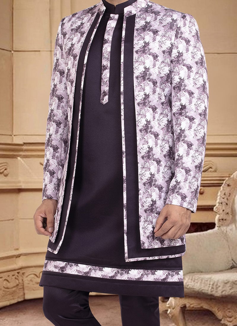 Red Wine Kurta Jacquard Silk Brocade Chudidaar