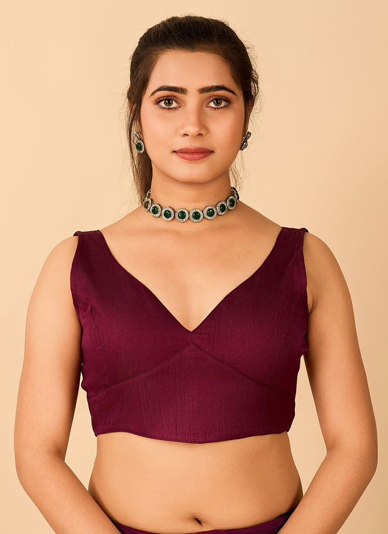 Wine Modal Satin Padded Blouse After Six Wear