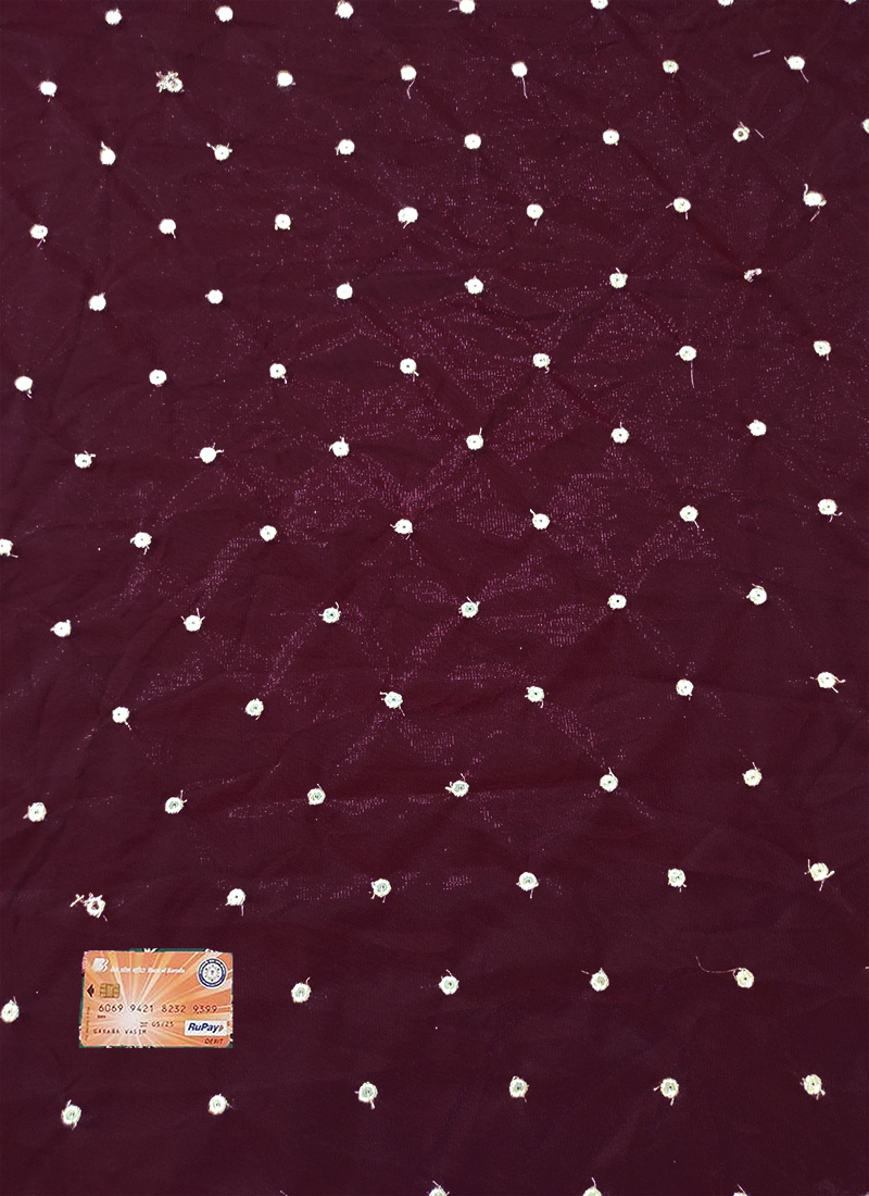 Wine Net Embroidered Sequins Fabric