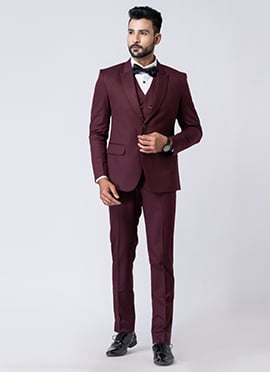 Wine Polyester Tuxedo Suit