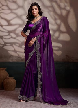 Wine Silk Cut Dana and Zarkan Saree