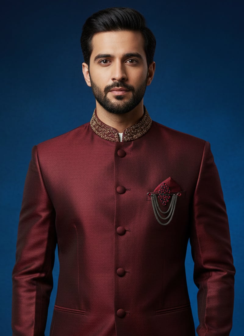 Wine Stone Work Brooch For Men