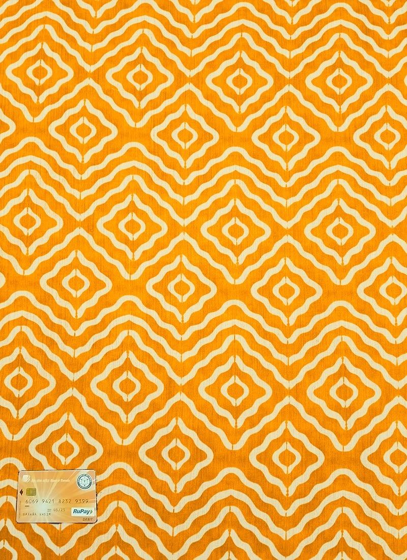 Yellow Art Silk Digital Print