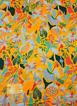 Yellow Art Silk Embroidered Fabric