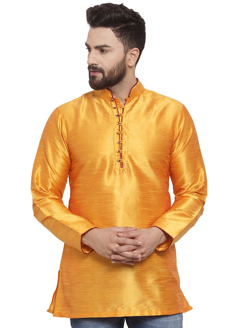 Yellow Art Silk Kurta