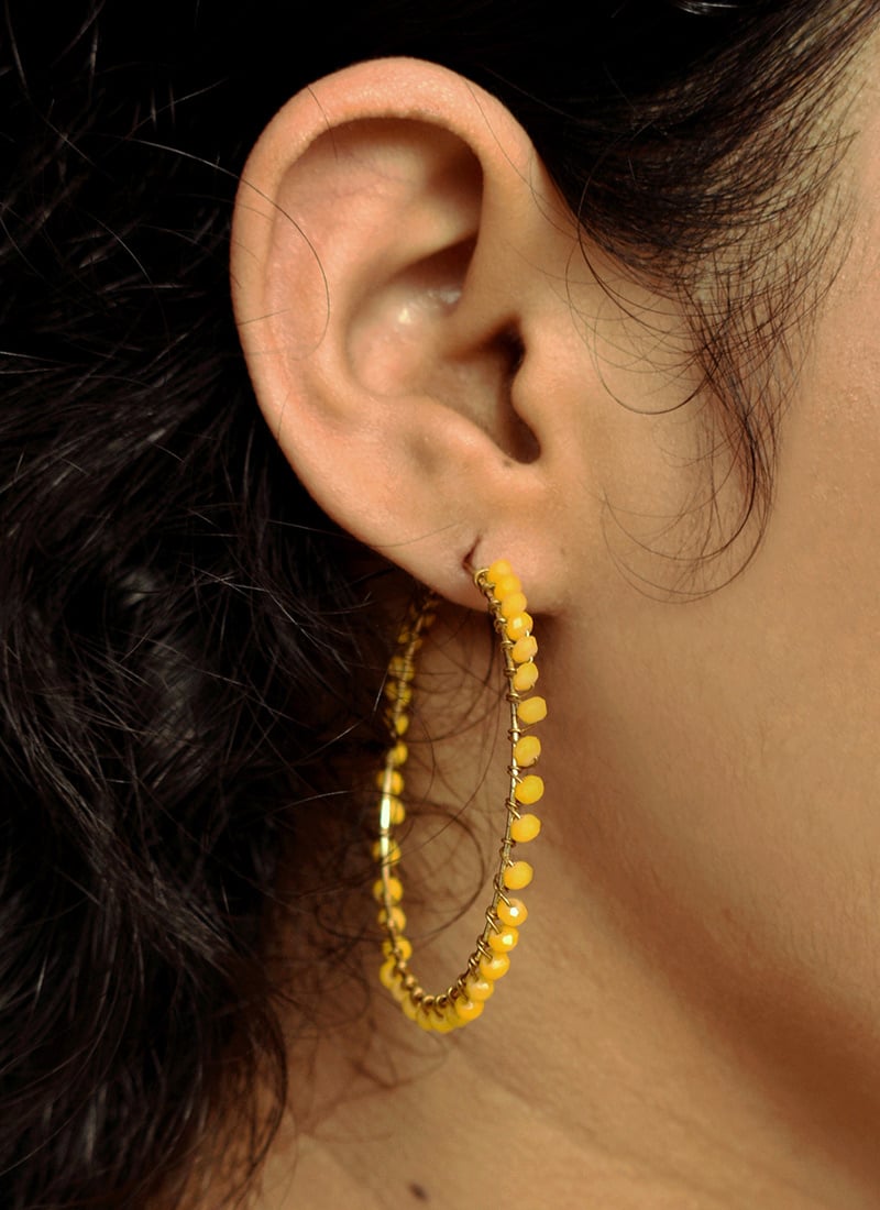 Yellow Beads Hoops After Six Wear