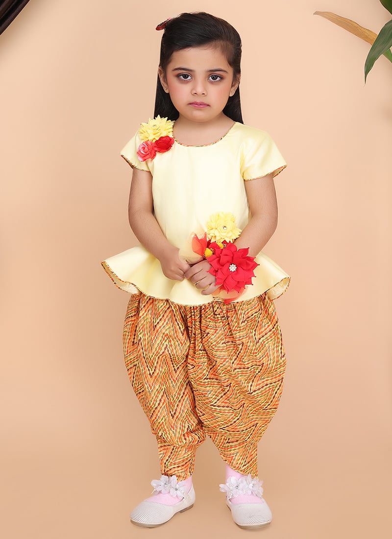 Yellow Blaze Cotton Kurta Dhoti Set
