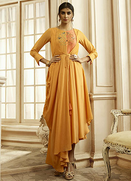 yellow indo western dress