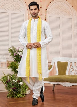 Yellow Chanderi Silk Men Stole