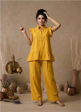 Yellow Cotton Co Ord Set