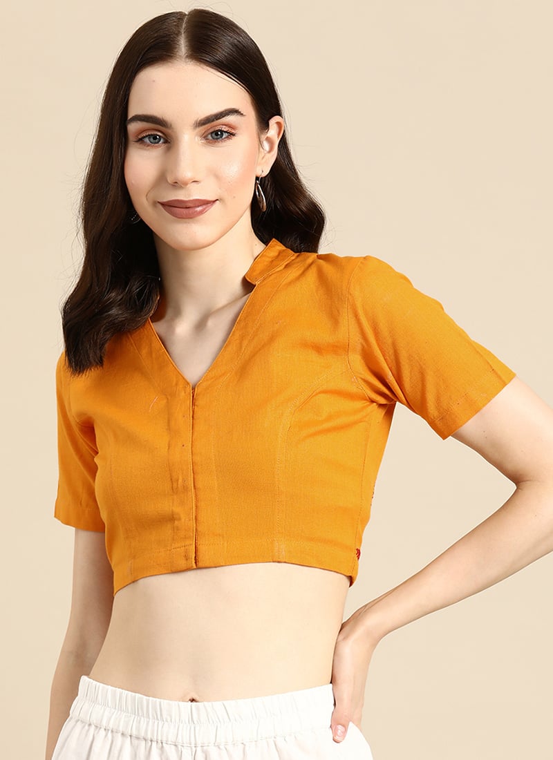 Yellow Cotton Embroidered Blouse After Six Wear
