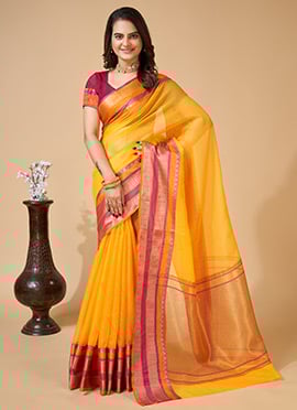 Yellow Cotton Kota Saree