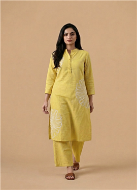 Yellow Cotton Kurta Set