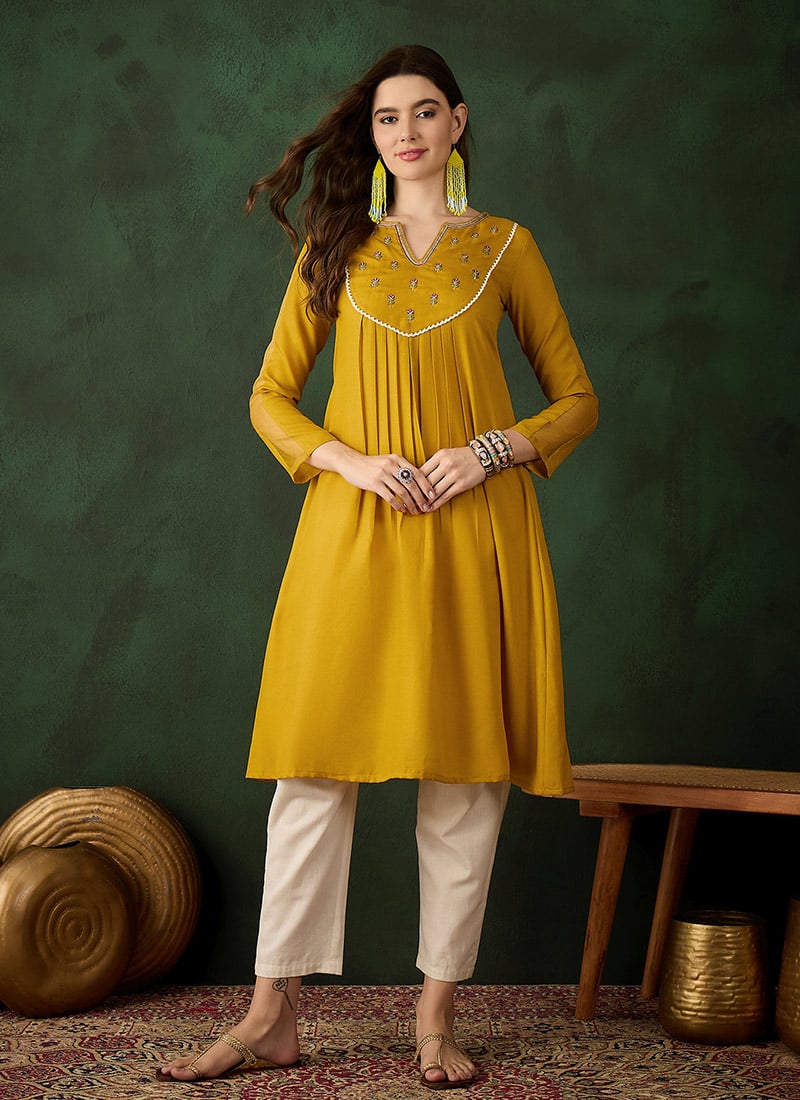 Yellow Cotton Sequins Dress