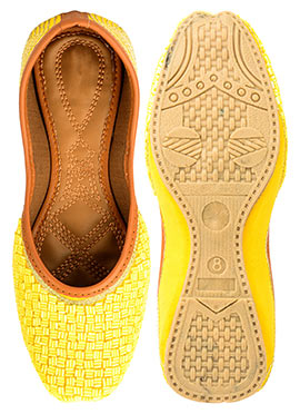 Yellow Cutdana Work Juti