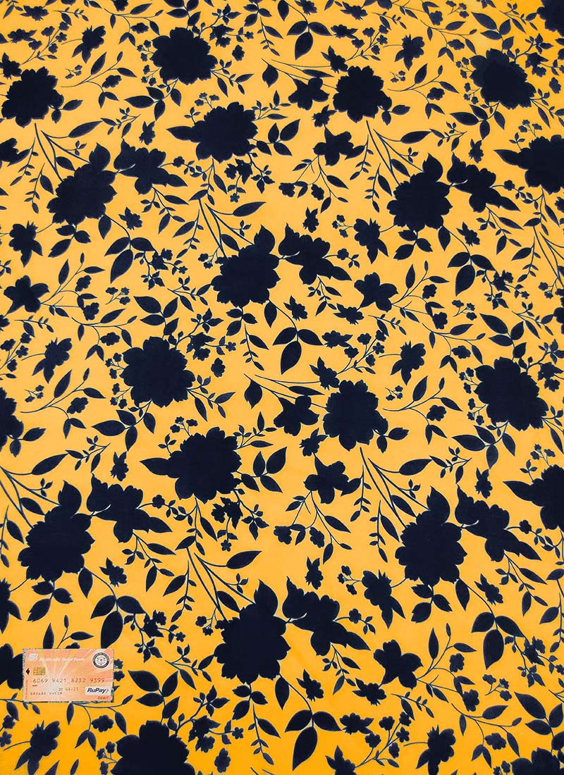 Yellow Digital Print Satin Georgette Fabric