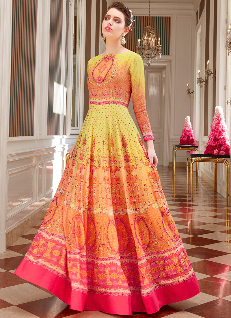 Printed Anarkali Fabindia Anarkali Suits Rayon Green Embellished