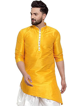 Yellow Dupion Silk Kurta