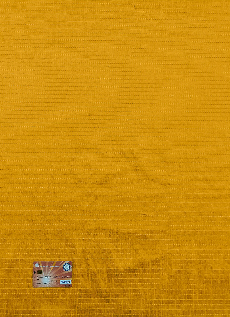 Yellow Embroidered Art Silk Fabric