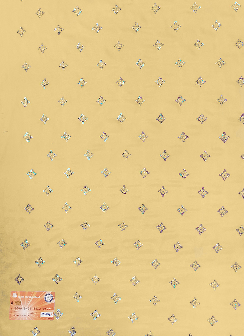 Yellow Embroidered Art Silk Fabric