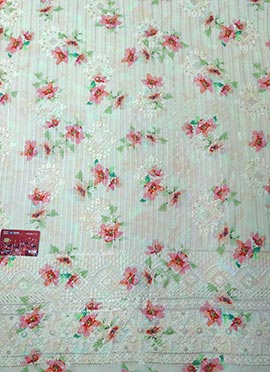 Yellow Embroidered Pure Georgette Fabric