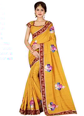 Yellow Embroidered Saree