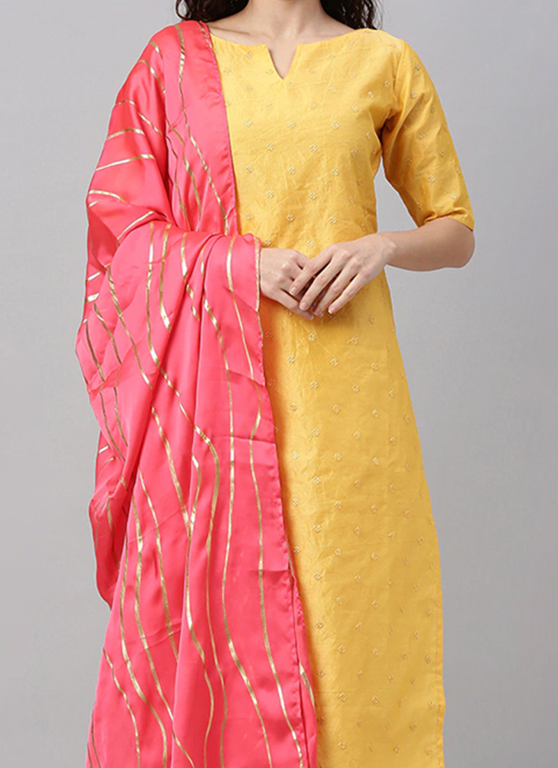 Shop Yellow Embroidered Straight Pant Suit Made to Measure dress for
