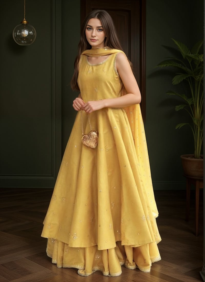 Yellow Faux Georgette Embroidered Sequins Sharara Suit Festive Wear-SLSCCRM194