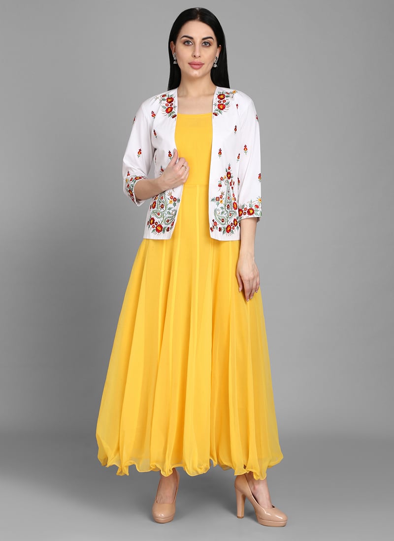 Yellow Georgette Long Kurti