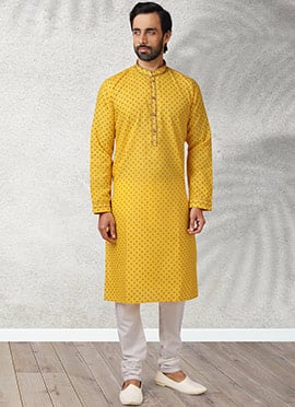 Yellow Kurta Pyjamas For Men's | Latest 