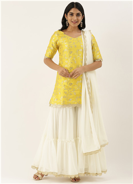 Yellow Jacquard Top