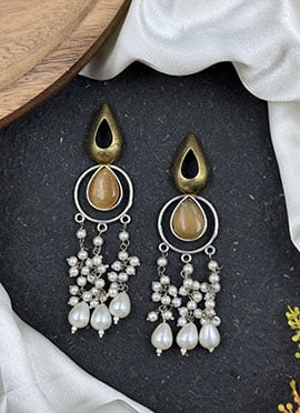 Yellow Kundan Bead Embellished Danglers