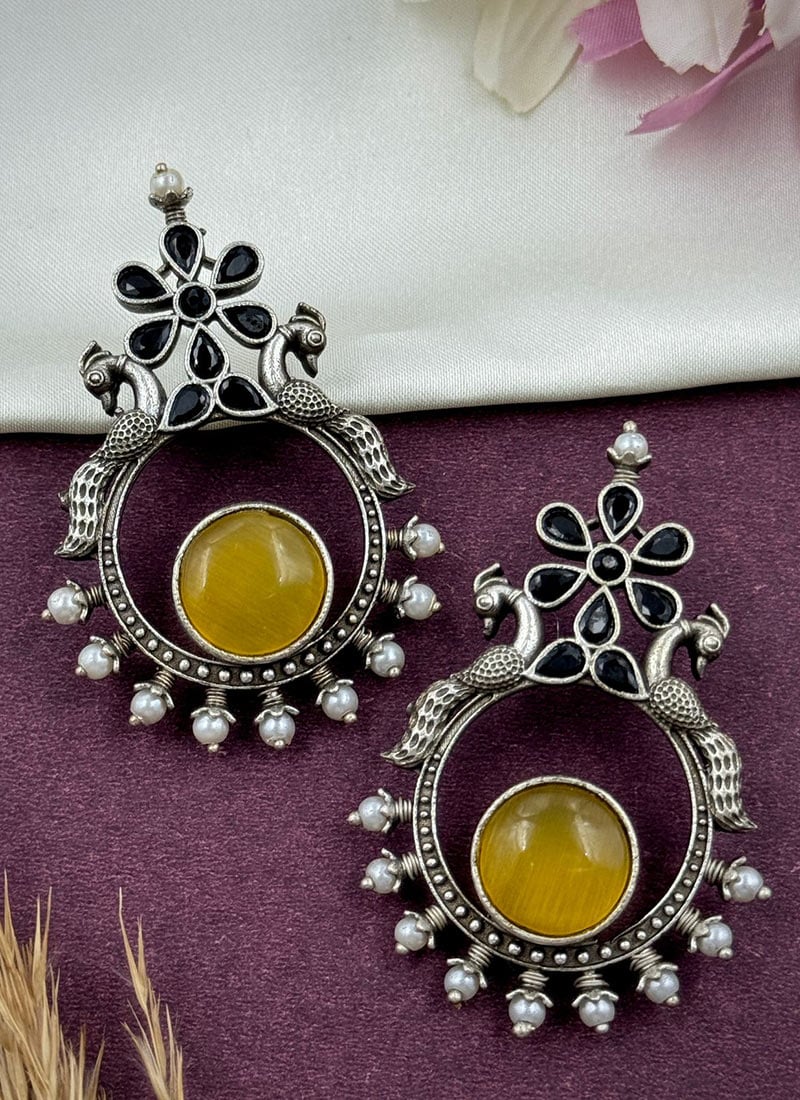 Yellow Kundan Beads Drops Festive Wear