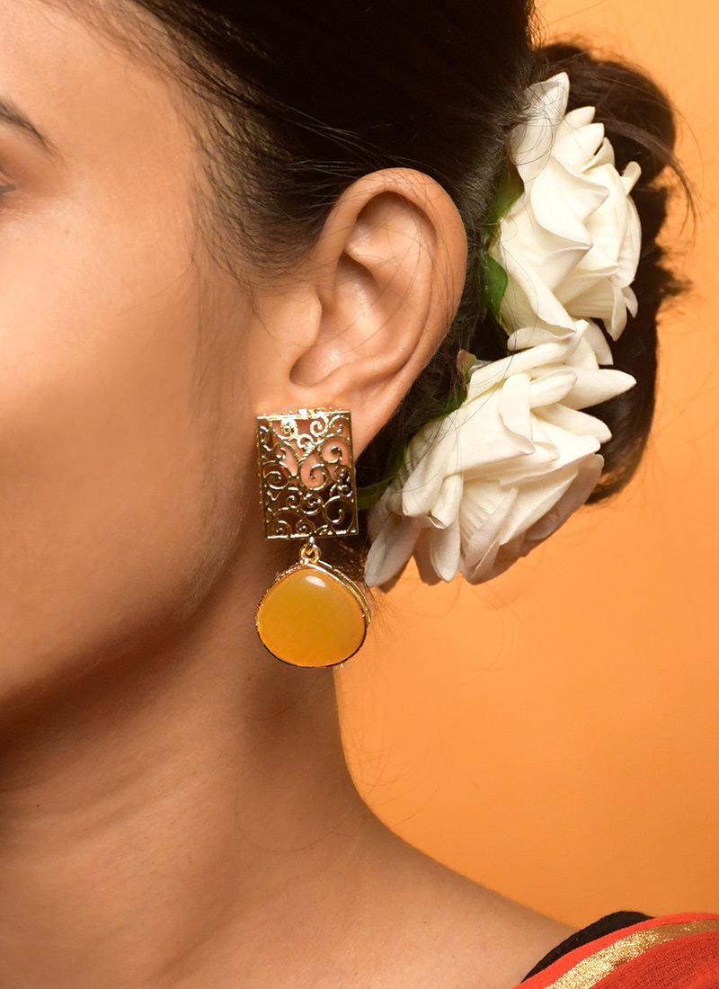 Yellow Kundan Embellished Drops After Six Wear