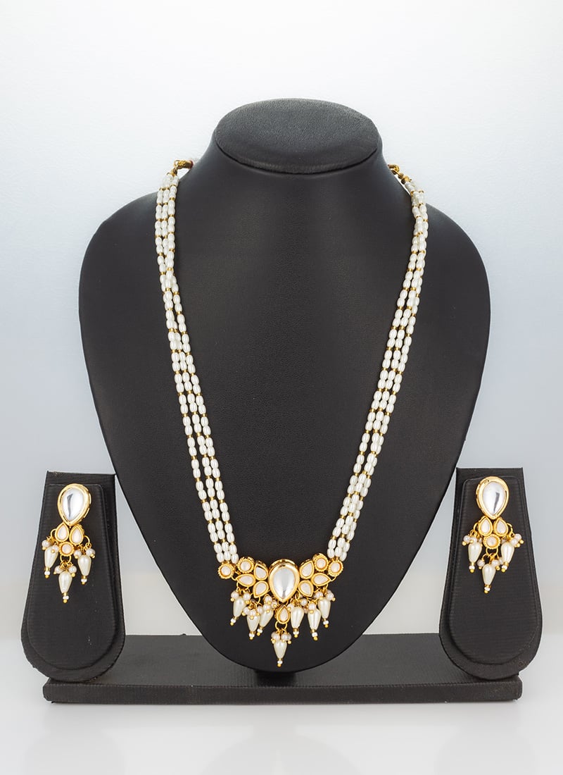 Yellow Kundan Moti Necklace