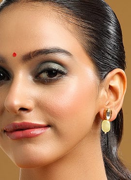 Yellow Kundan Pearl Drops