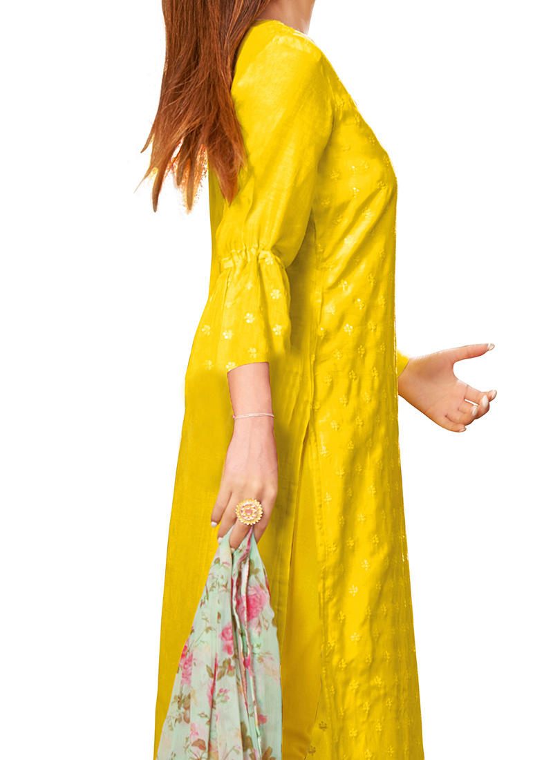 Green Modal Chanderi Chudidar Salwar Suit main image 1