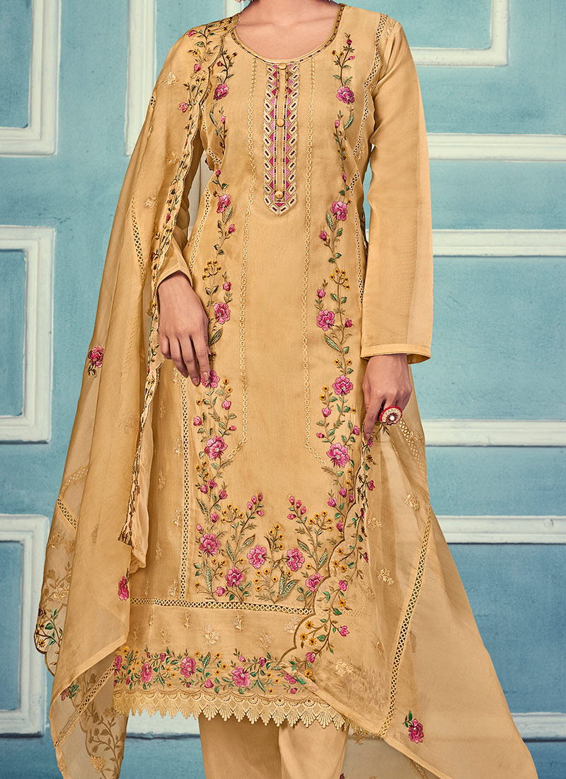 Yellow Embroidery Salwar Kameez Suit