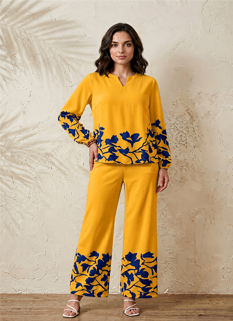 Yellow Printed Cotton Co Ord Set After Six Wear