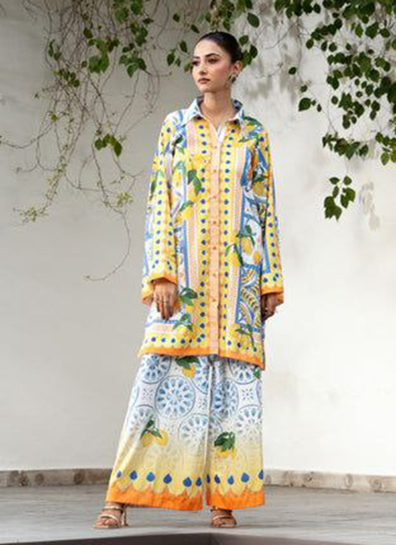 Yellow Rayon Digital Print Co ord sets After Six Wear